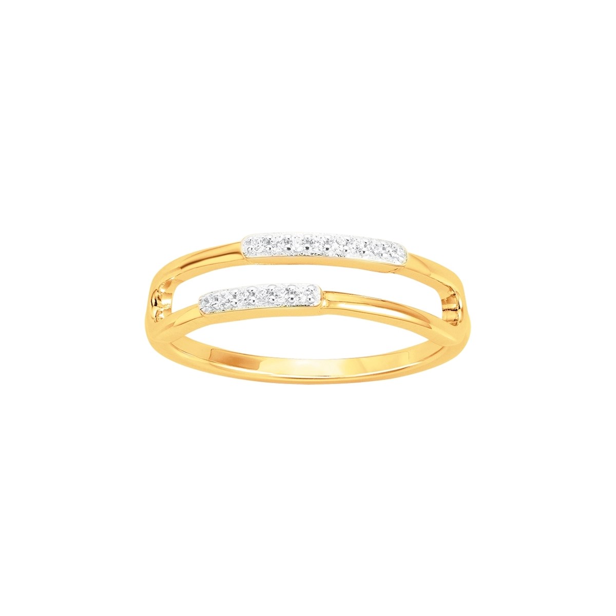 Bague en Plaqué Or avec oxyde de zirconium blanc