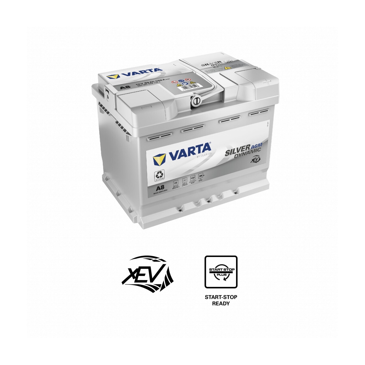 VARTA Silver Dynamic AGM Batteri 12V 60AH 680CCA (242x175x190/190mm) +høyre A8