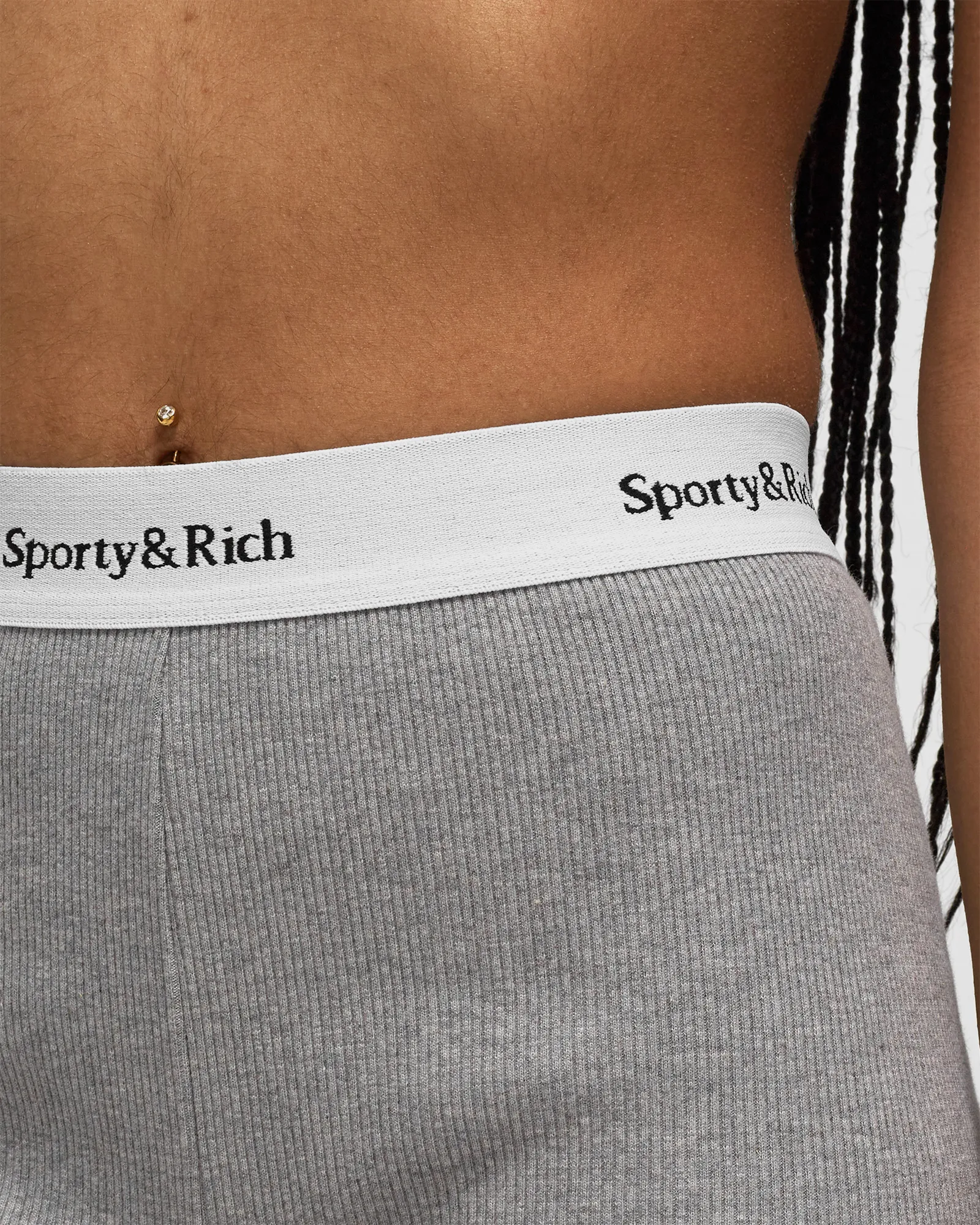 Sporty & Rich Serif Logo Ribbed Biker Short