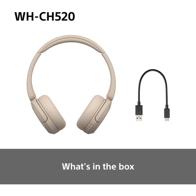 Sony WH-CH520 trådløse on-ear høretelefoner (beige)