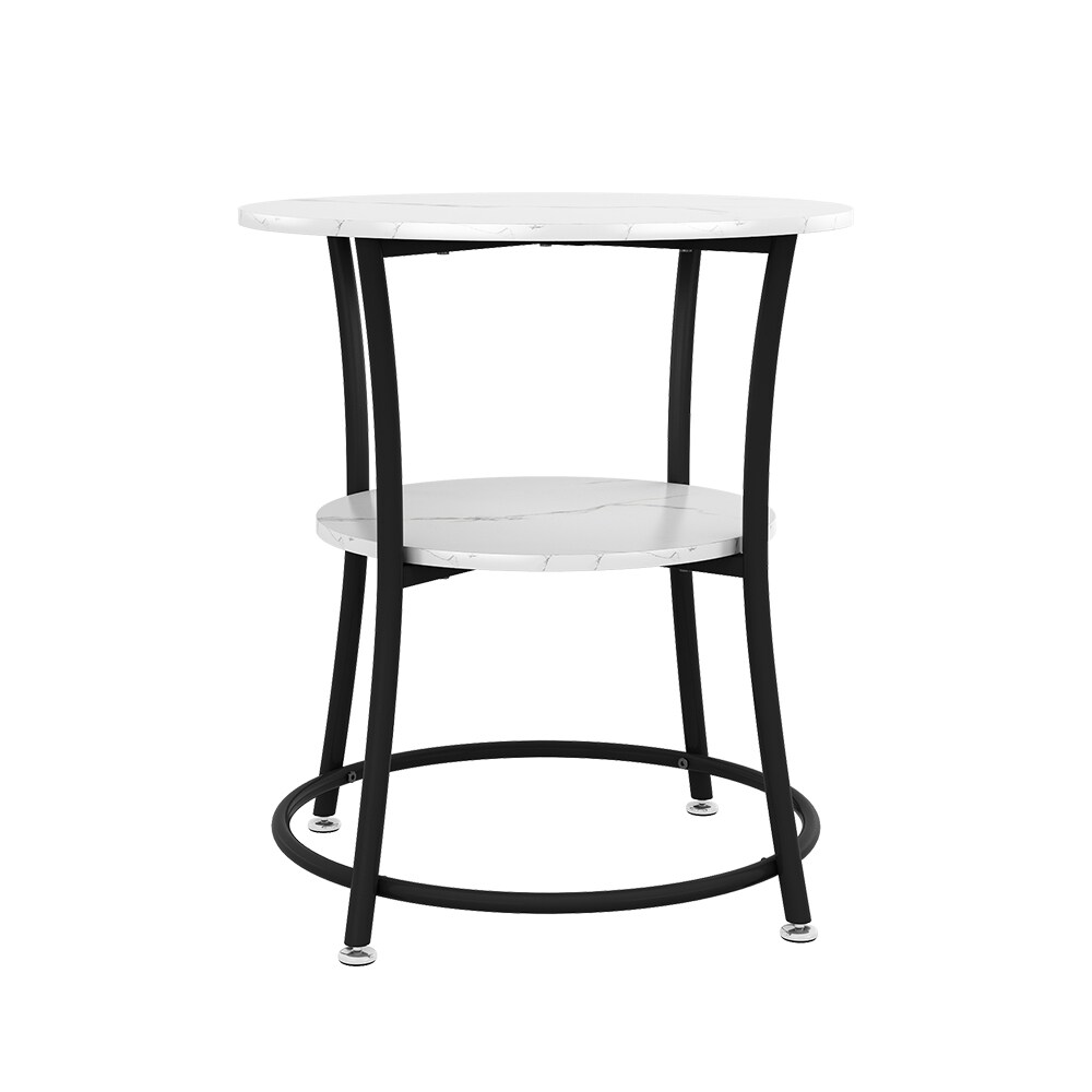 Vicco Couchtisch Quebec Marmor Weiß 50 x 55 cm offene Ablage