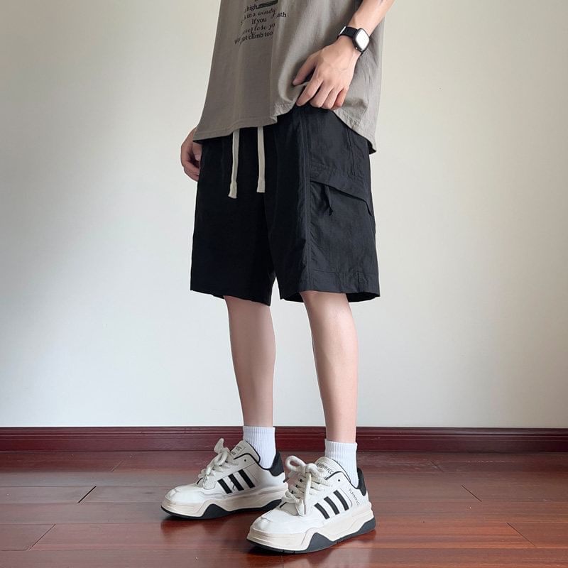 Breeson - Hoge taille, effen, wijde cargoshorts