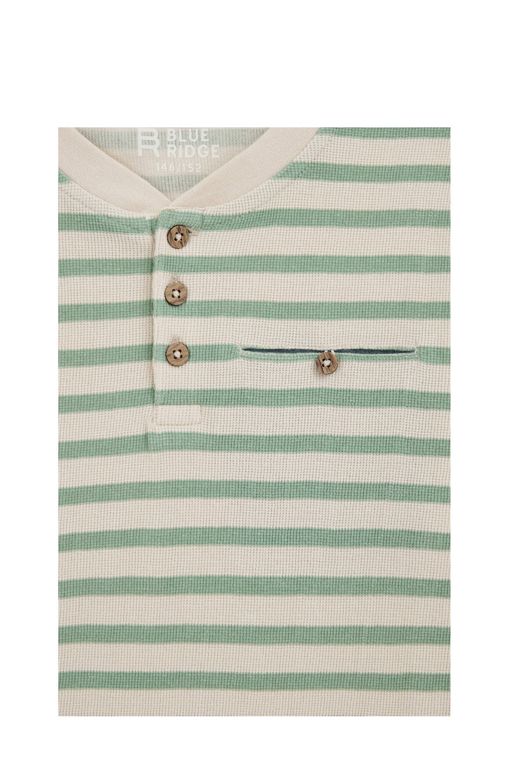 WE Fashion gestreepte longsleeve groen/ecru