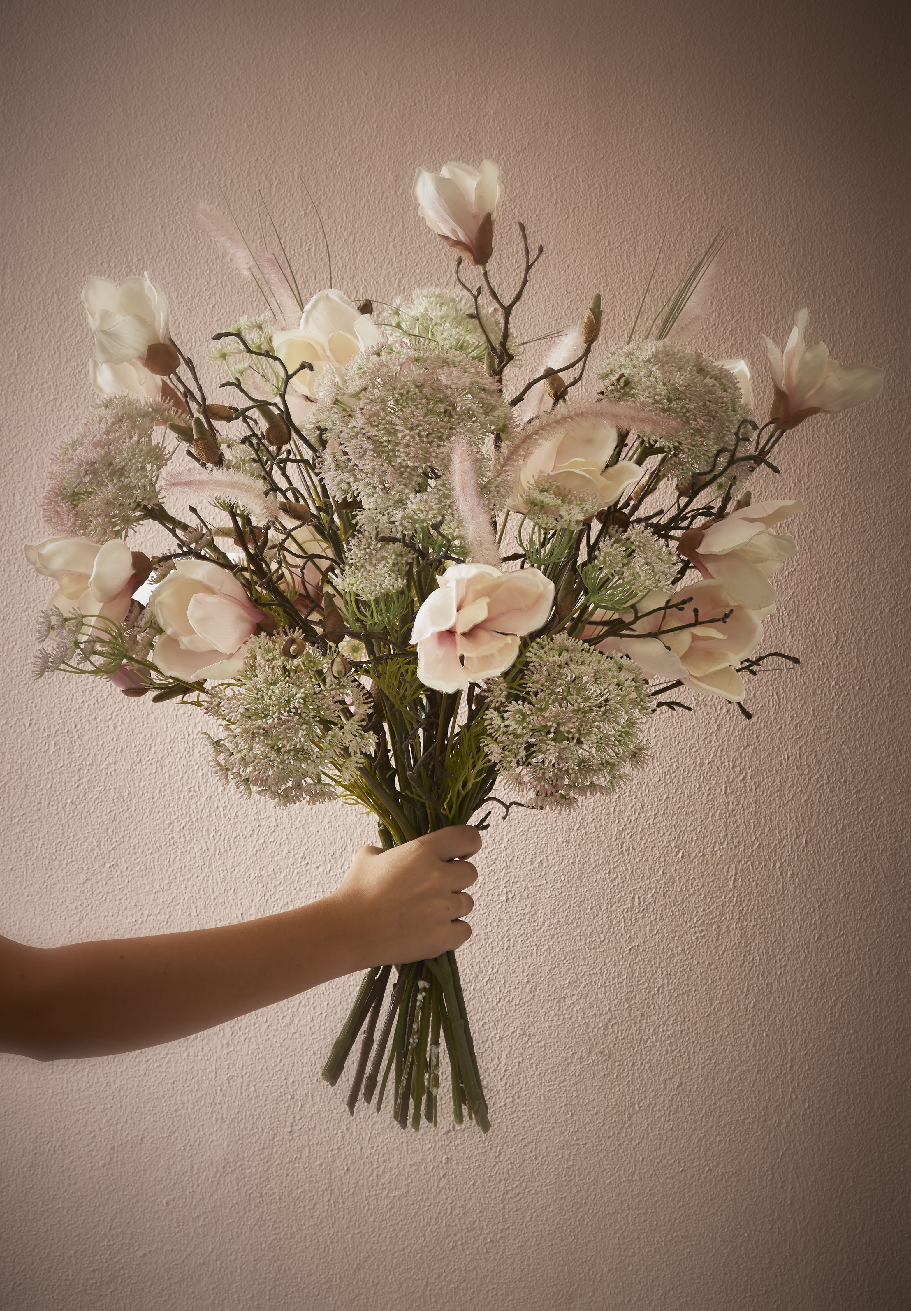 Magnolia artificielle rose clair h88