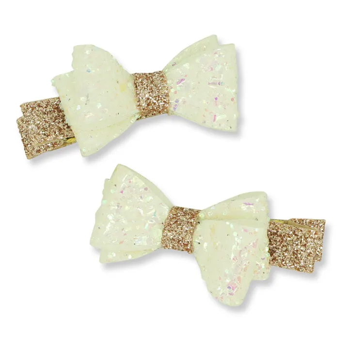 Milk x Soda Lot Barrette Nœud à Paillette | Blanc
