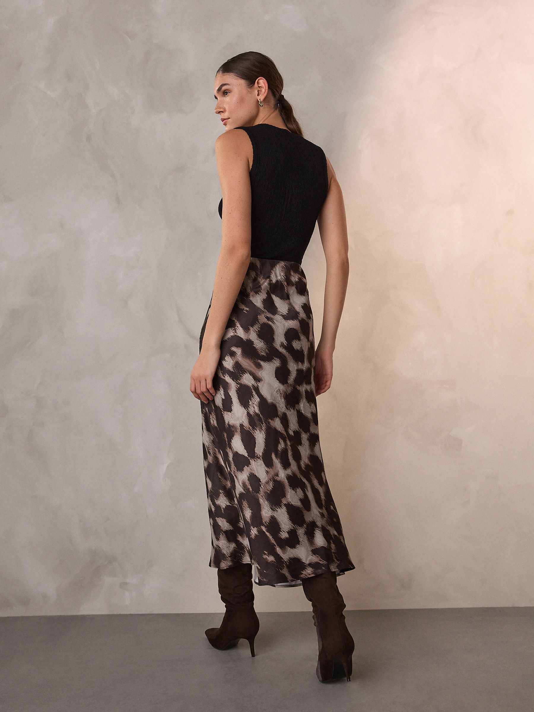 Dierenprint - Satijnen midirok