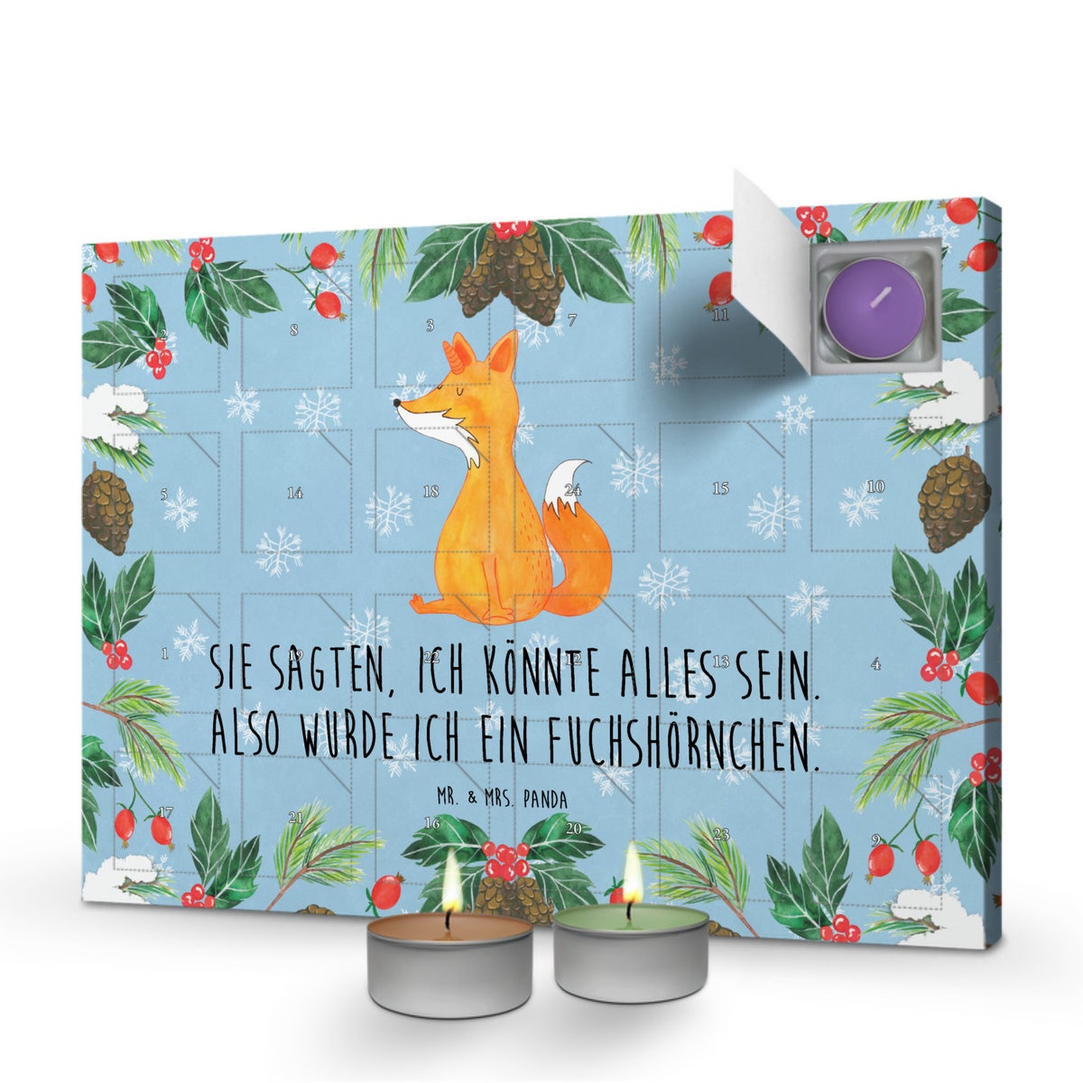 Mr. & Mrs. Panda Geurkaars Adventskalender Eenhoorn Wens - Pastelblauw