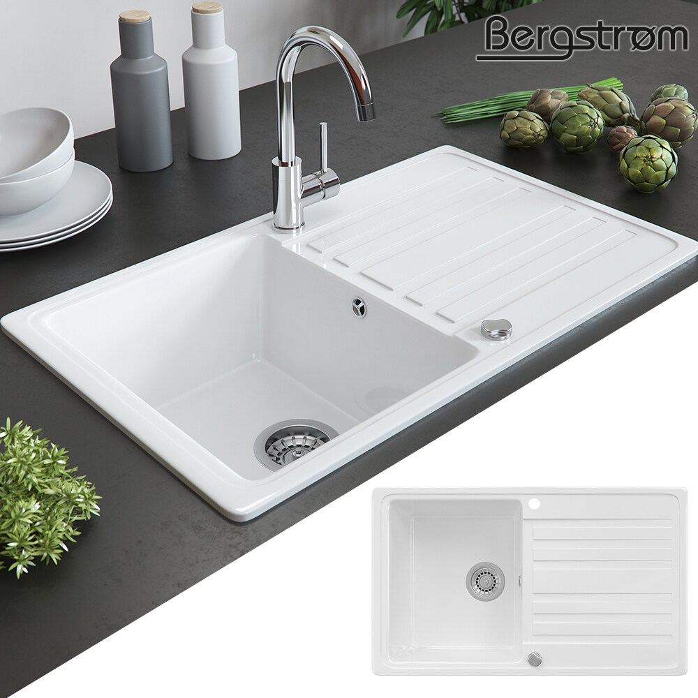 BERGSTRÖM Keramik Spüle VALENCIA Beschichtet Küche Einbauspüle Spülbecken Weiß