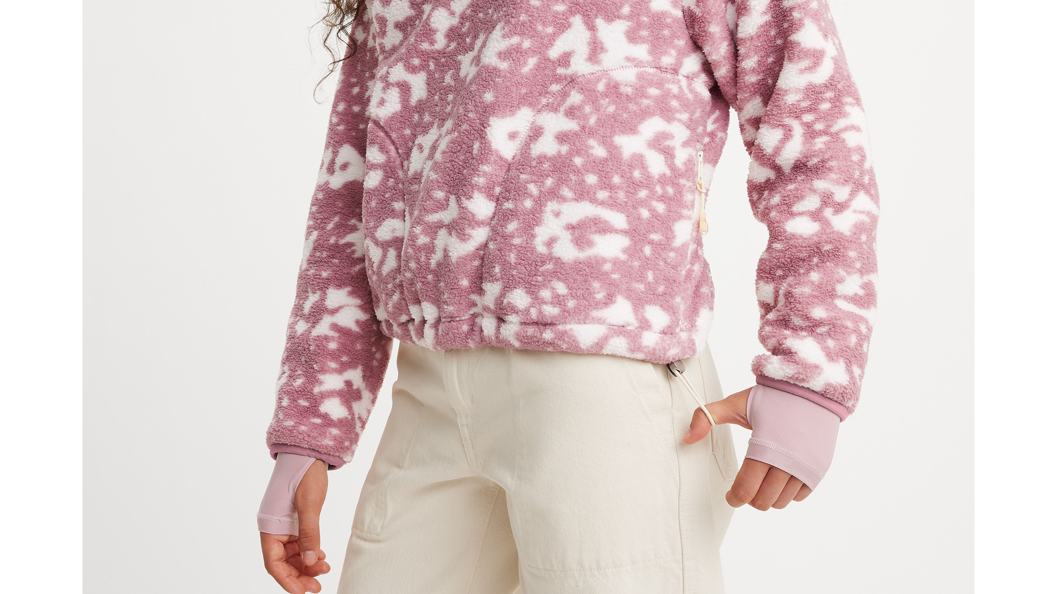 Sweat-shirt sherpa Big Foot 1/4 zip - Jessa Printed Floral Keepsake Lilac - Rose