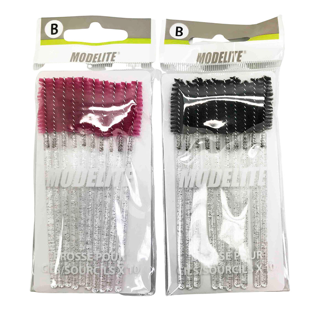 Lot de 10 brosses à cils et sourcils fuchsia