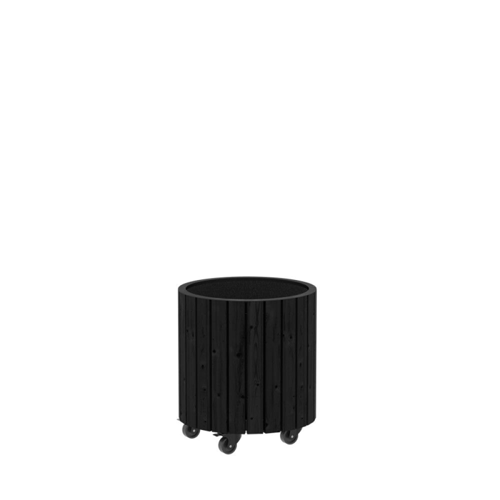 PLANTEKASSE PLUS CIRCLE M/HJUL SVART Ø40/45CM