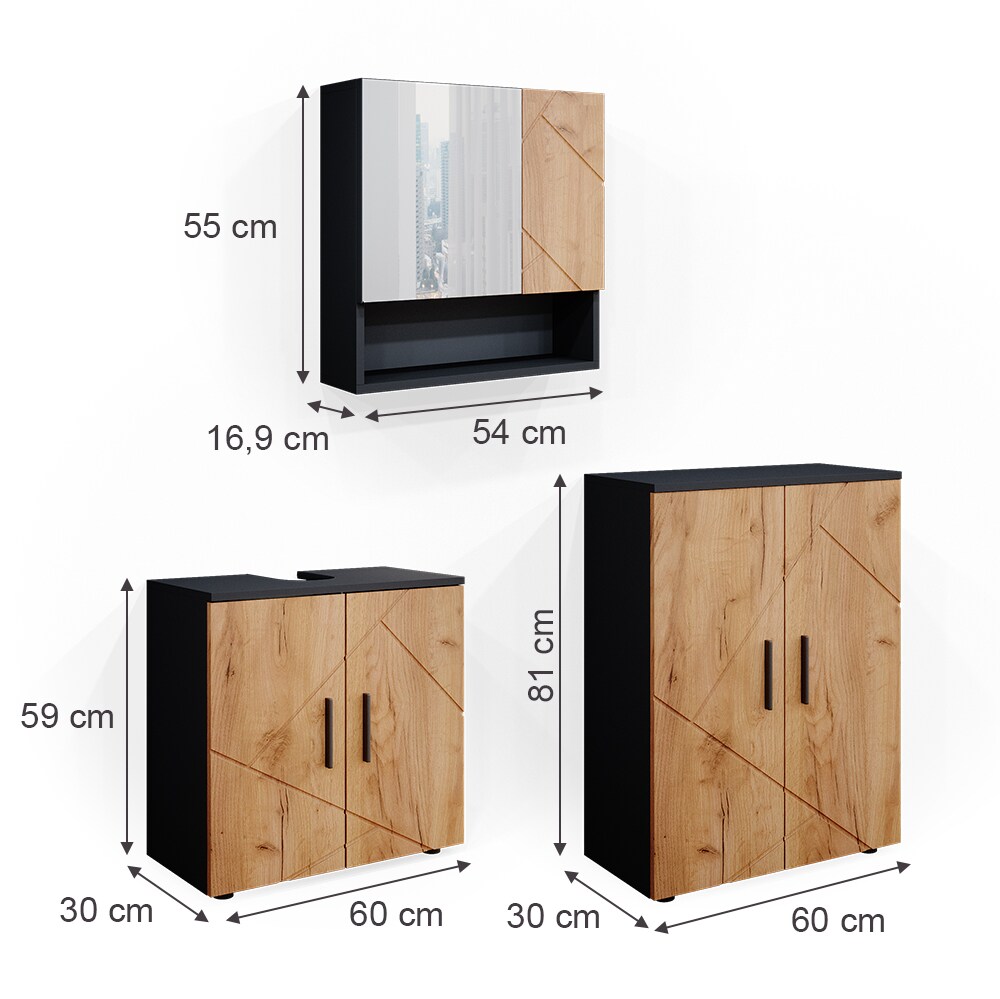 Vicco Badmöbel Set Badezimmermöbel Irma Spiegelschrank Unterschrank Badschrank
