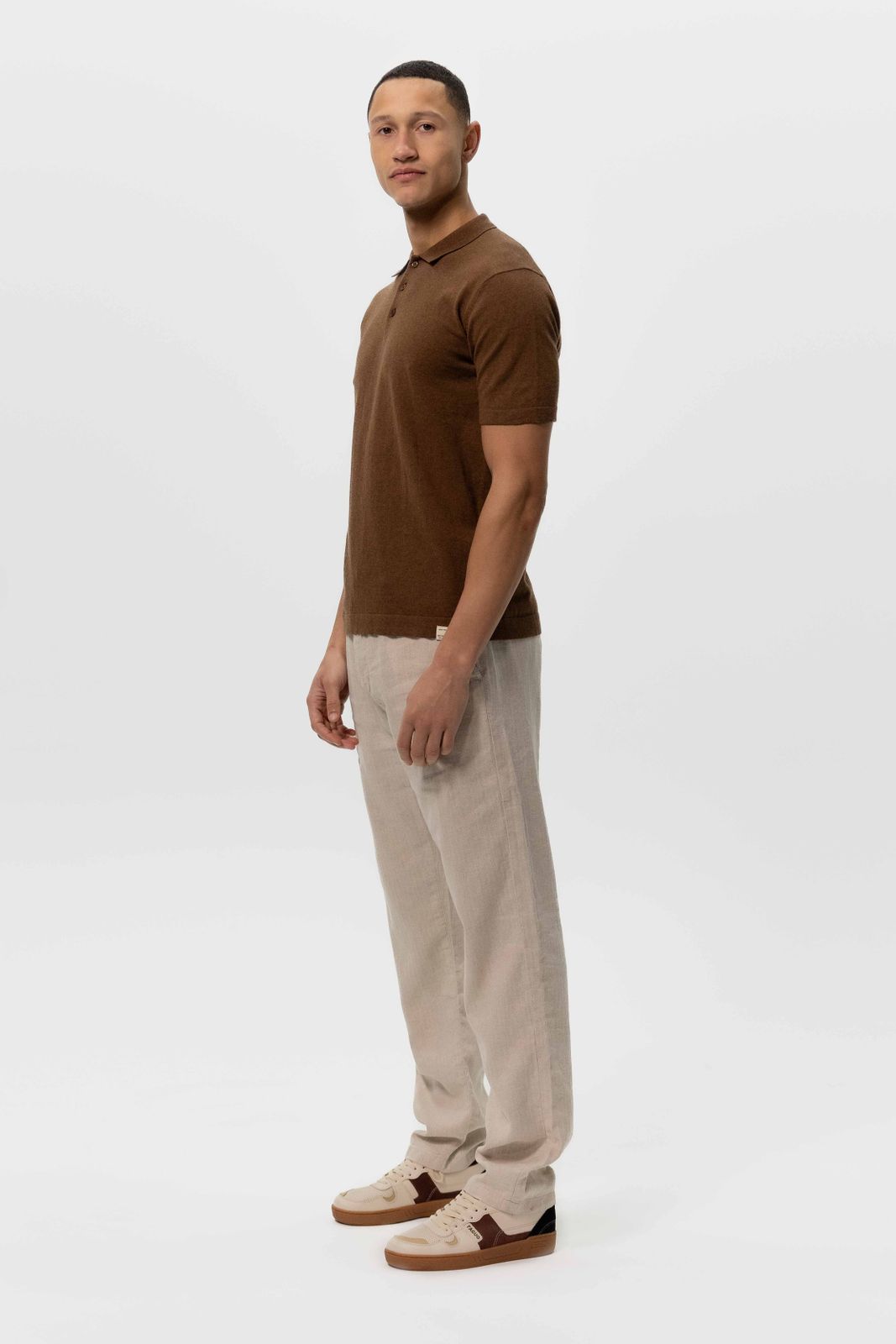 Beige katoenen linnen chino