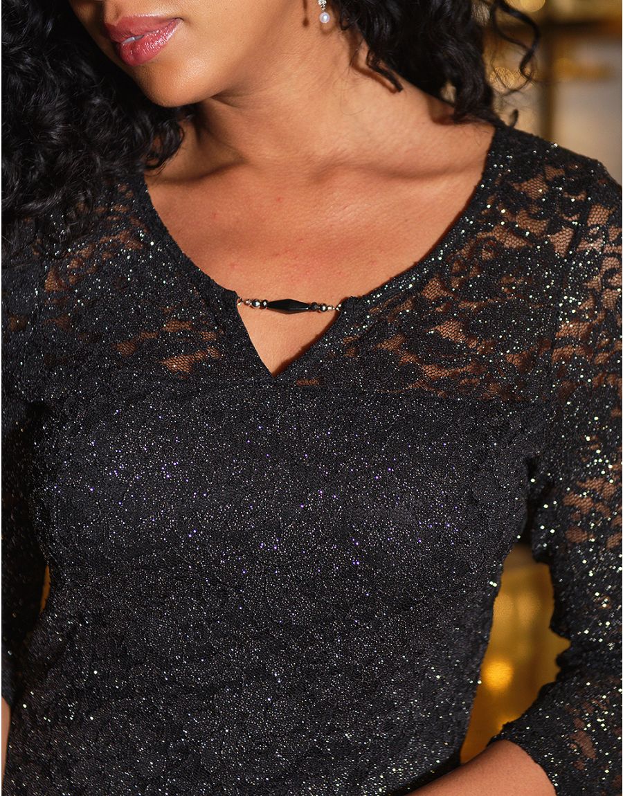 Robe noir dentelle irisé