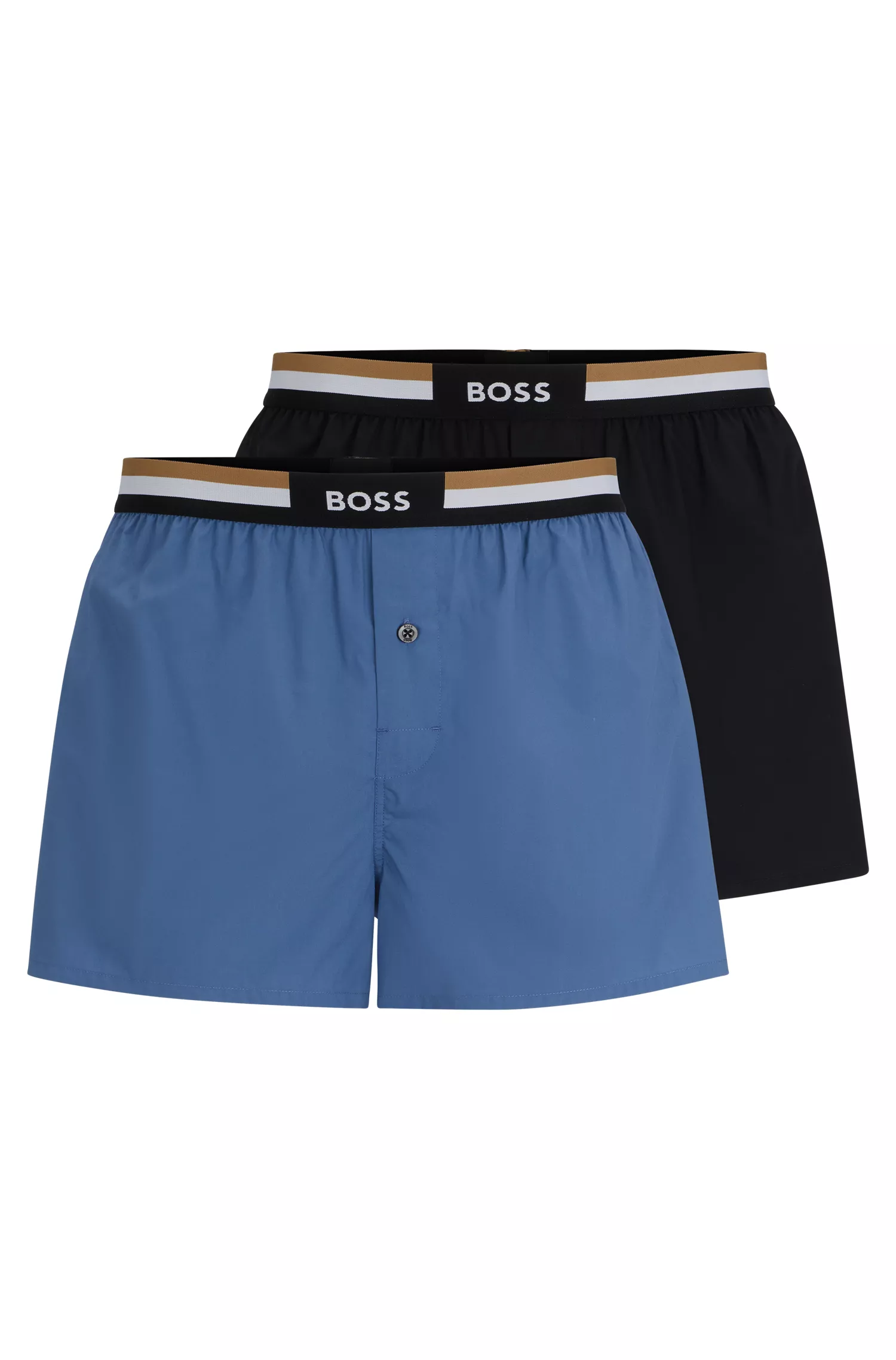 BOSS Preto - Pacote com dois shorts de pijama de algodão com cós característico.