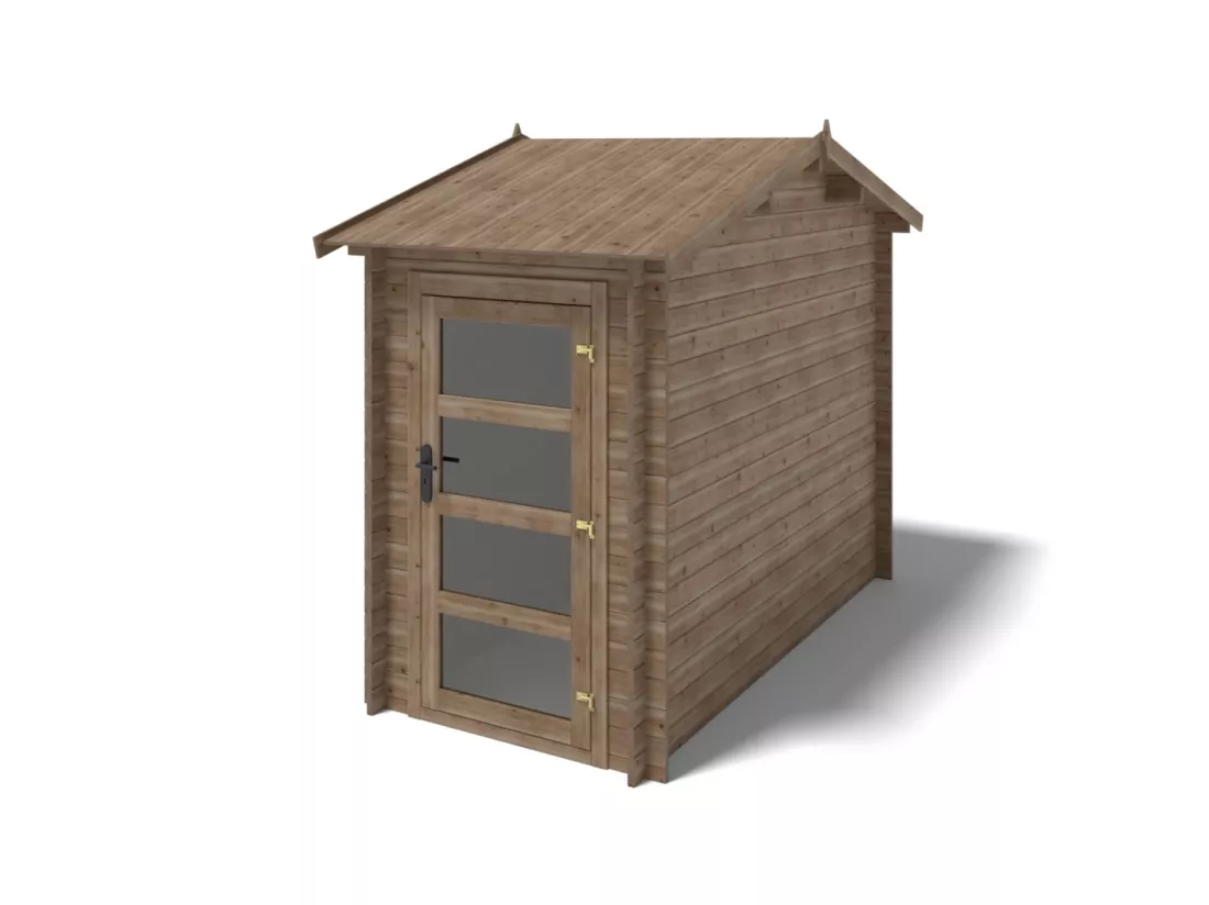 Abri de jardin en bois - 4,50m2 - 1,50x3m - Traité - Ep. 28mm - Couleur: marron - DOM673 - ALTANKA