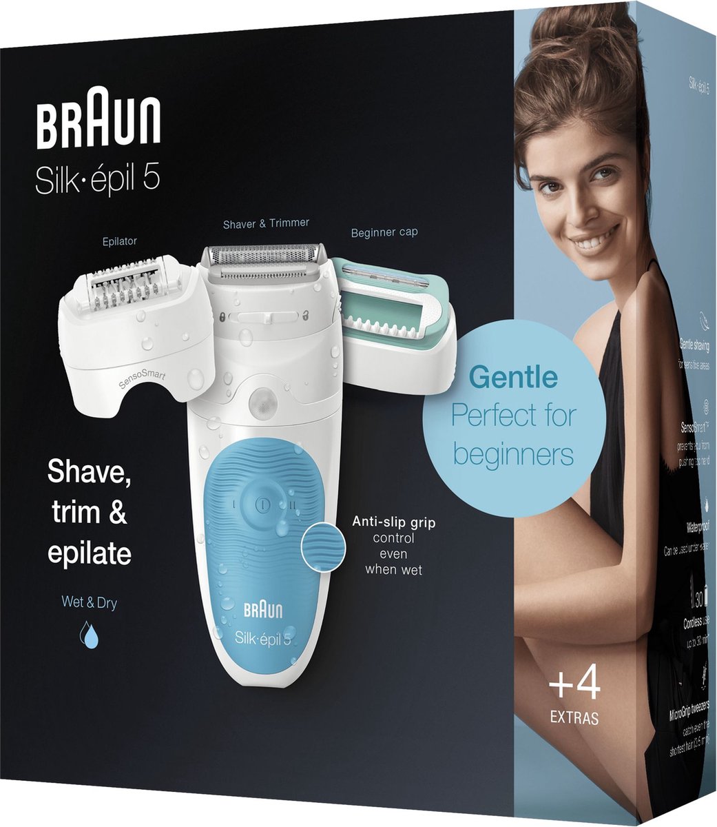 Braun Silk-épil 5 Silk-epil 5-610 Wet & Dry 28 pincetten Wit/Turquoise