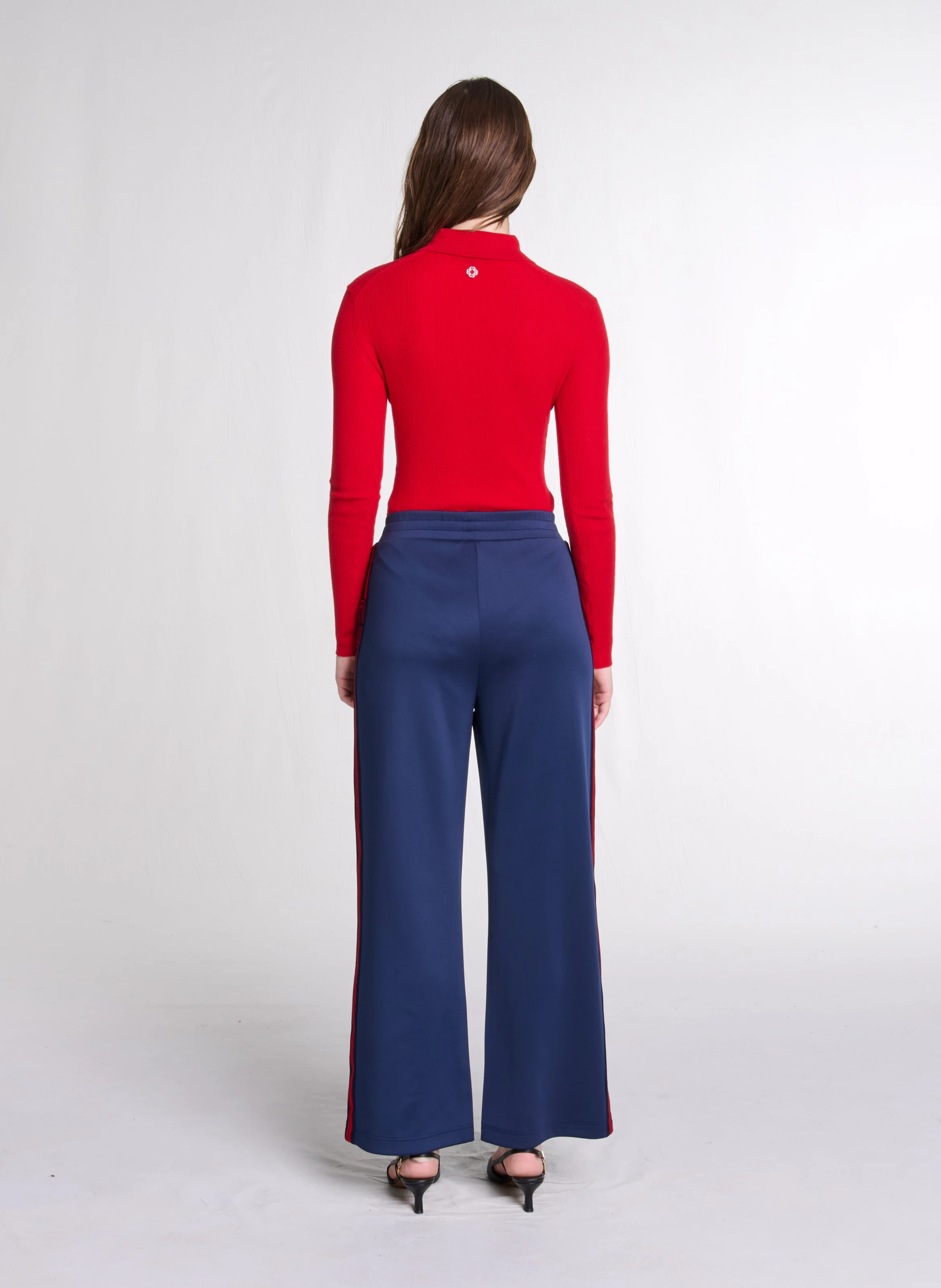 Body col polo en laine mélangée | Rouge