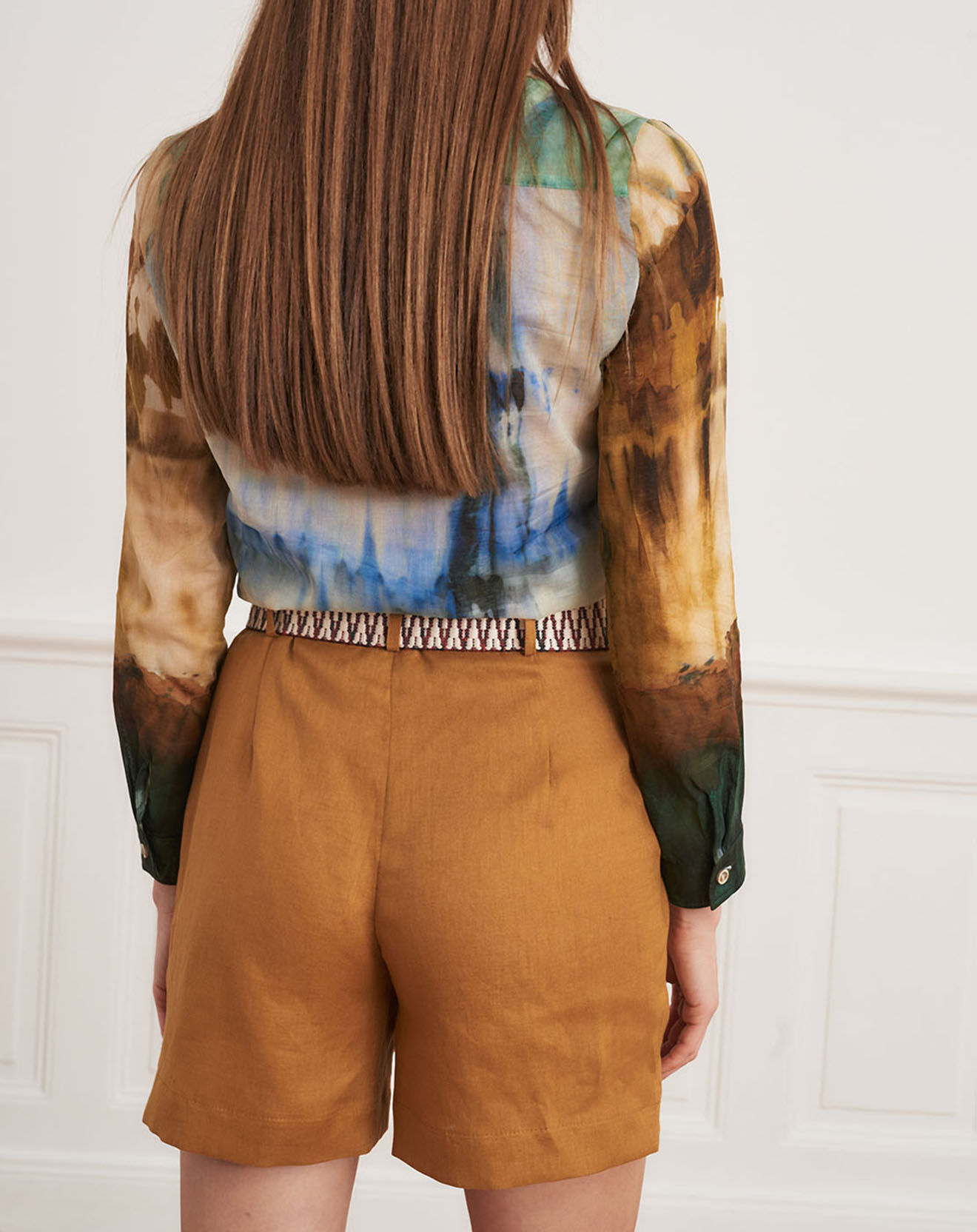 La Petite Francaise Short 100% Lin Stanislas ocre foncé