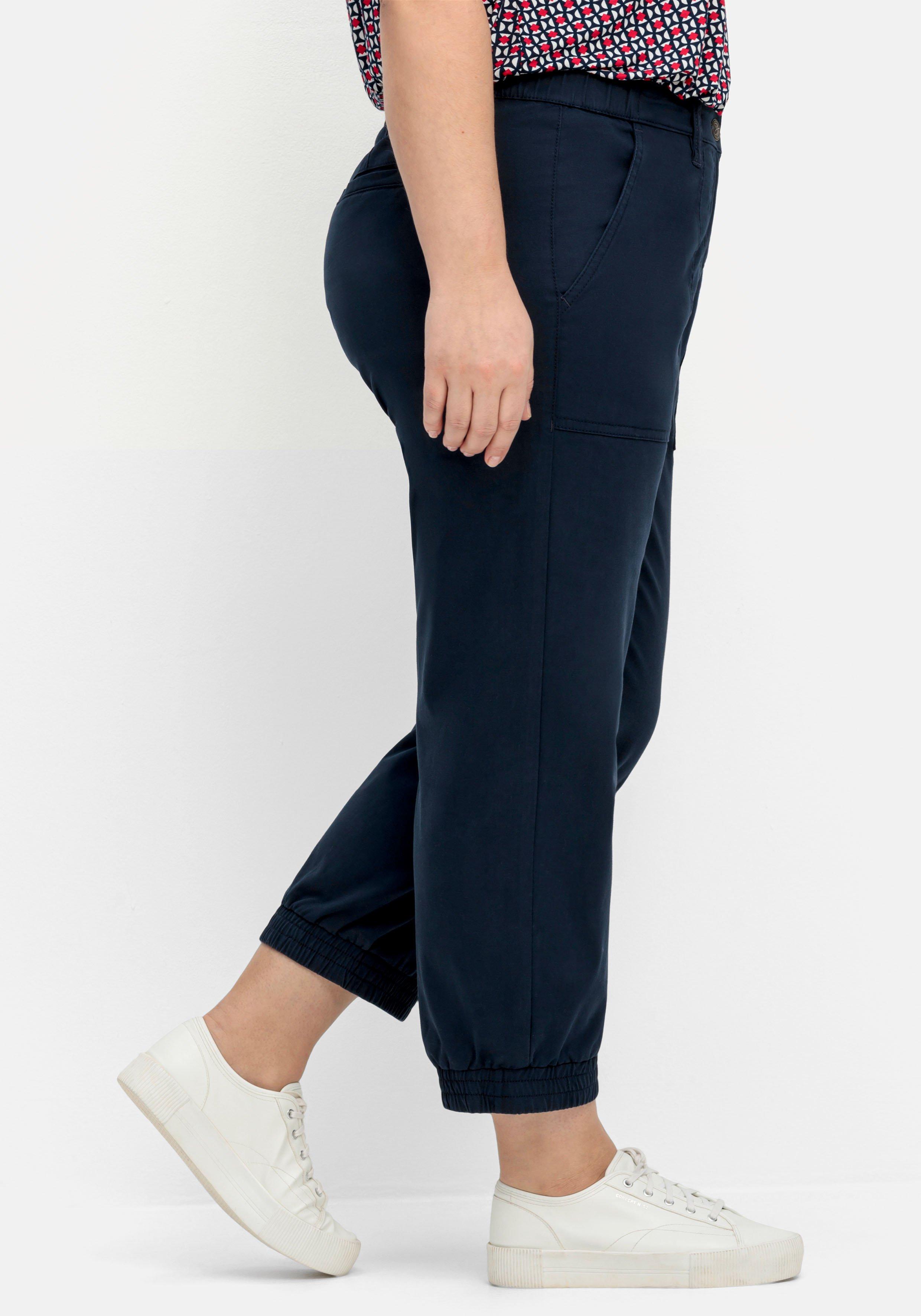 7/8-Cargohose mit Gummibund und elastischem Saum