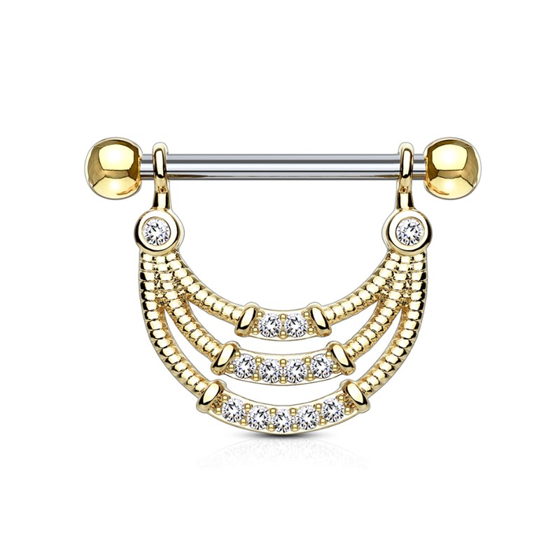 Piercing téton guirlande avec strass