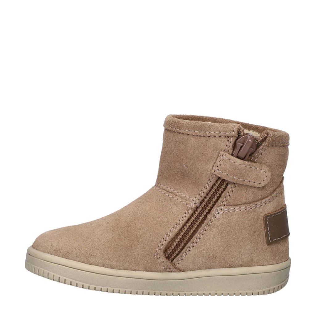 Nelson Kids gevoerde suède enkelboots beige