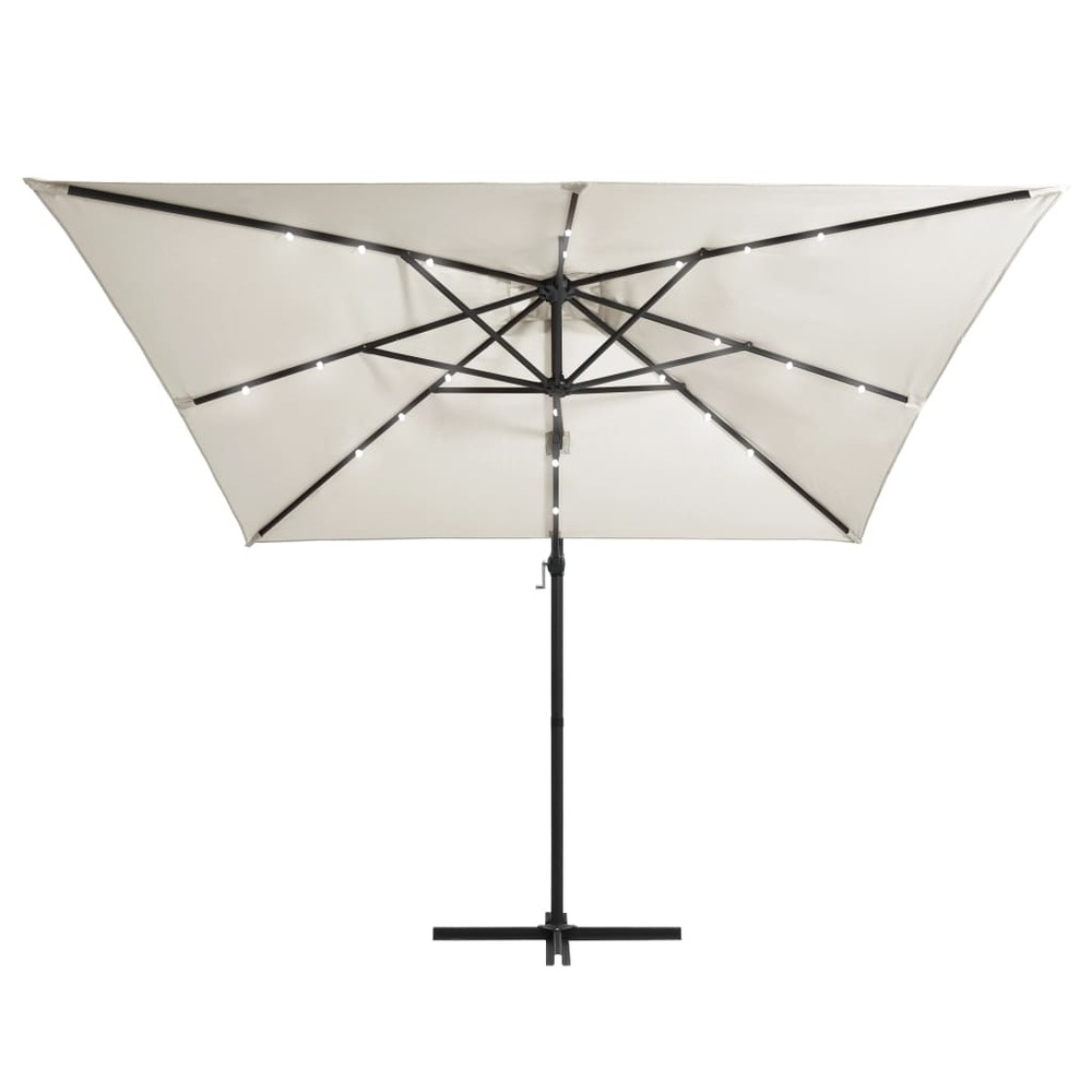 Parasol déporté avec led et mât en acier 250 x 250 cm sable