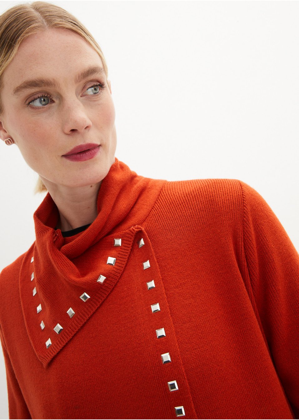 Gilet long en maille avec détails rivets