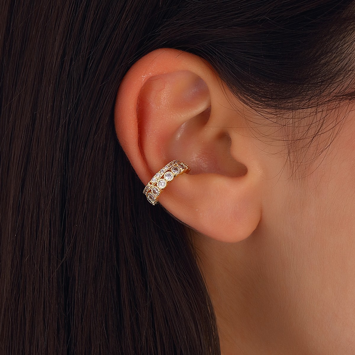 Earcuff - Laiton plaqué or & zirconium