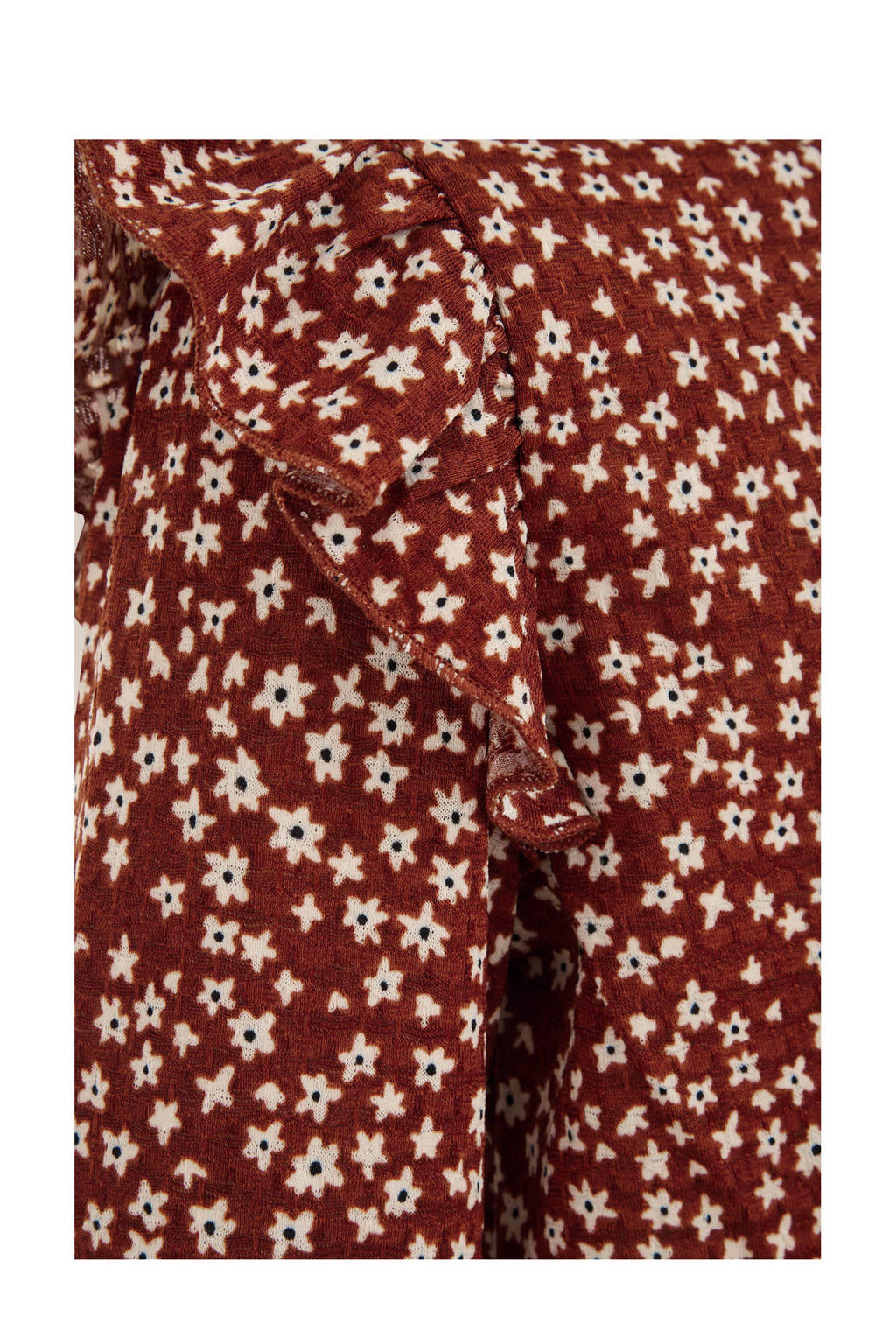 WE Fashion gebloemde jurk bruin/wit