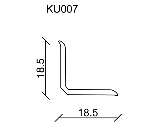 Plint KU007 zwart 18,5 x 18,5 x 5000 mm