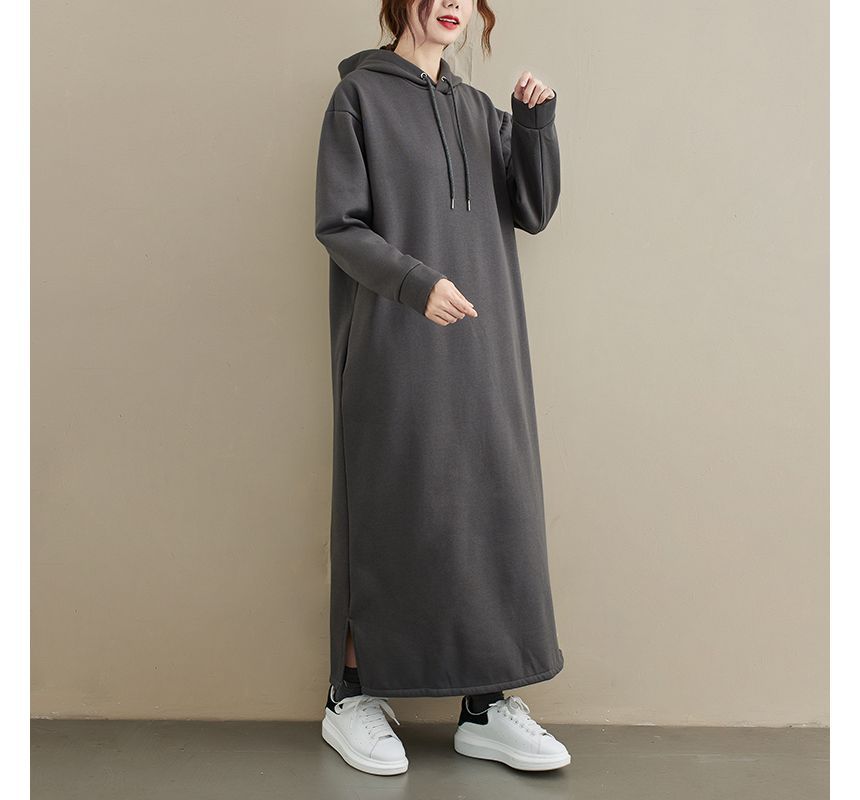 Taragon - Effen maxi-shift hoodiejurk