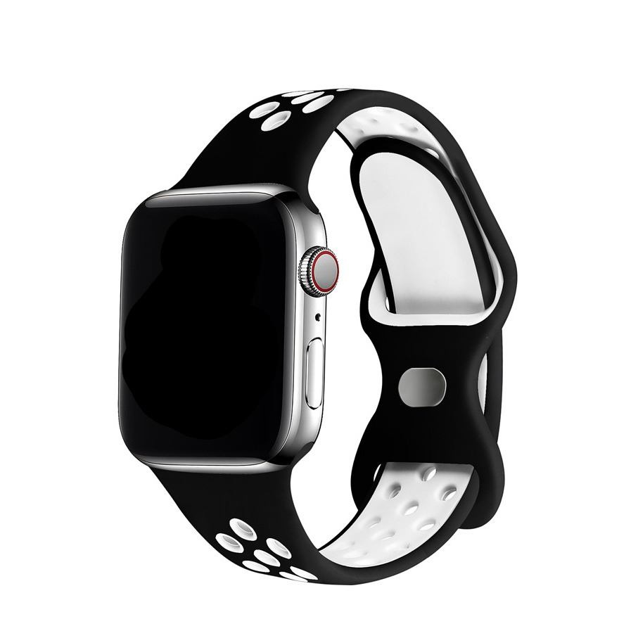Apple Watch (49/46/45/44 mm) Silikon Sport Armband Dual Color (Gelenkumfang: 170-210mm) - Schwarz / Weiss
