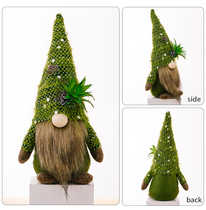 (29x12cm) Weihnachts Wichtel Home Deko Schwedischer Plüsch Zwerg mit Bart - Grün