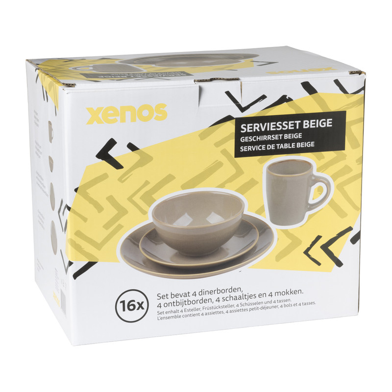 Serviesset - beige - 16-delig - 4 persoons- reactive glaze