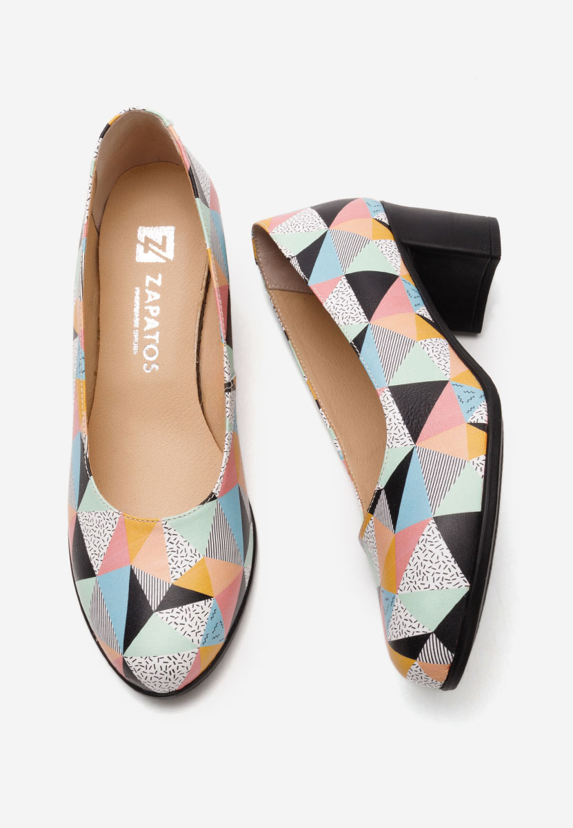 Chaussures en cuir à talon épais multicolores Dalida V7