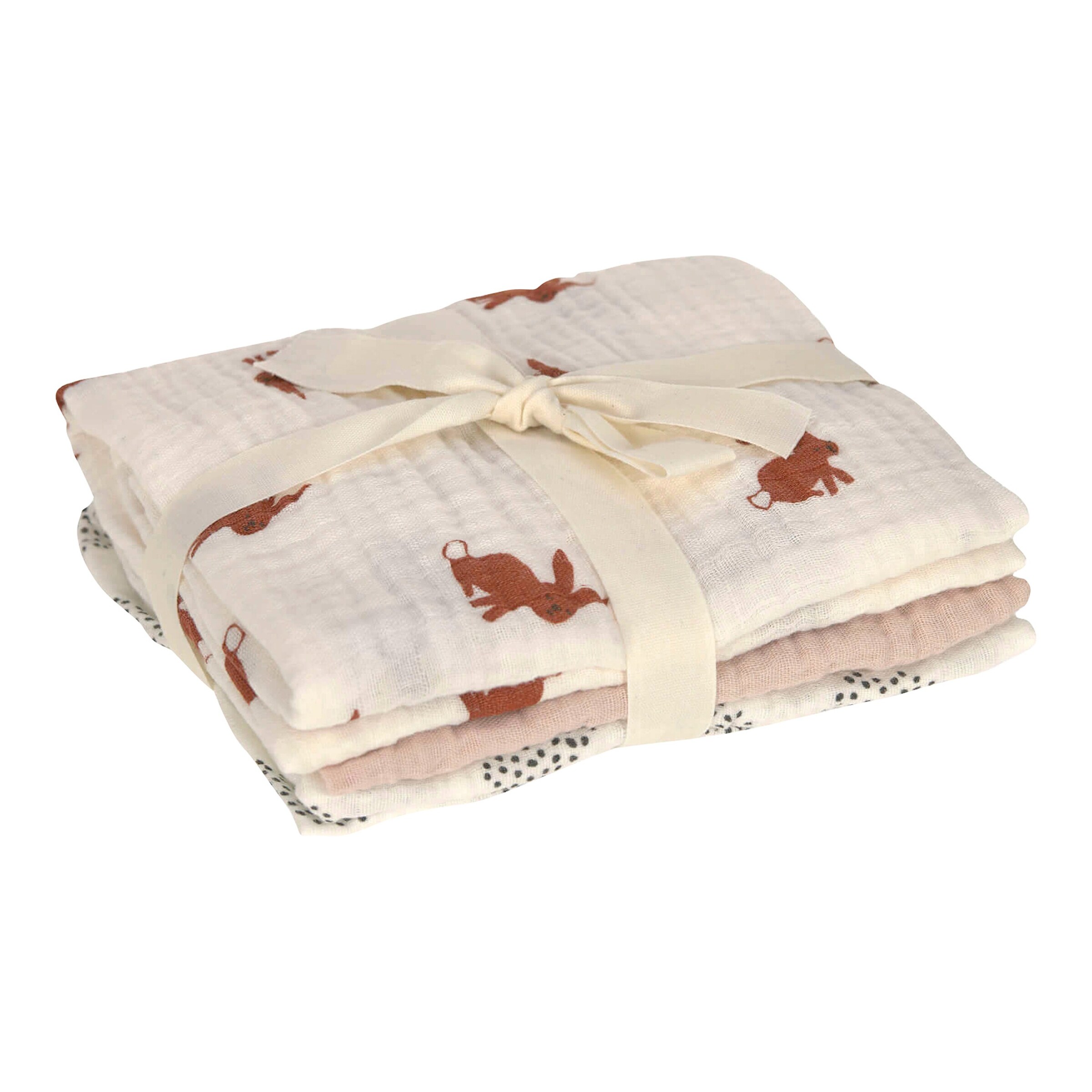 Lässig 3er-Pack Mullwindeln 60x60 cm rose