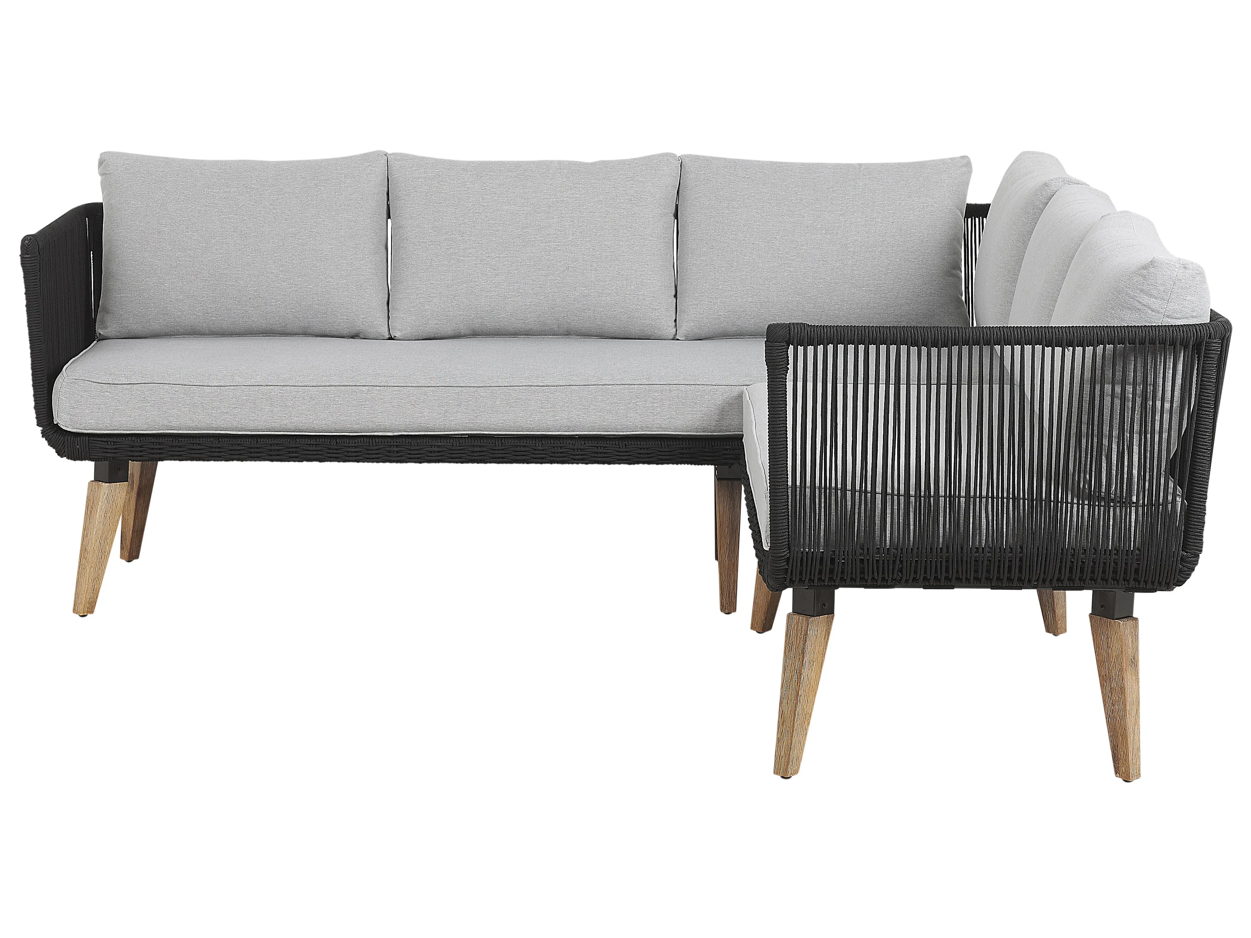 Tuin hoekloungeset met tafel 5-zits ALCAMO linkszijdig Acaciahout Zwart
