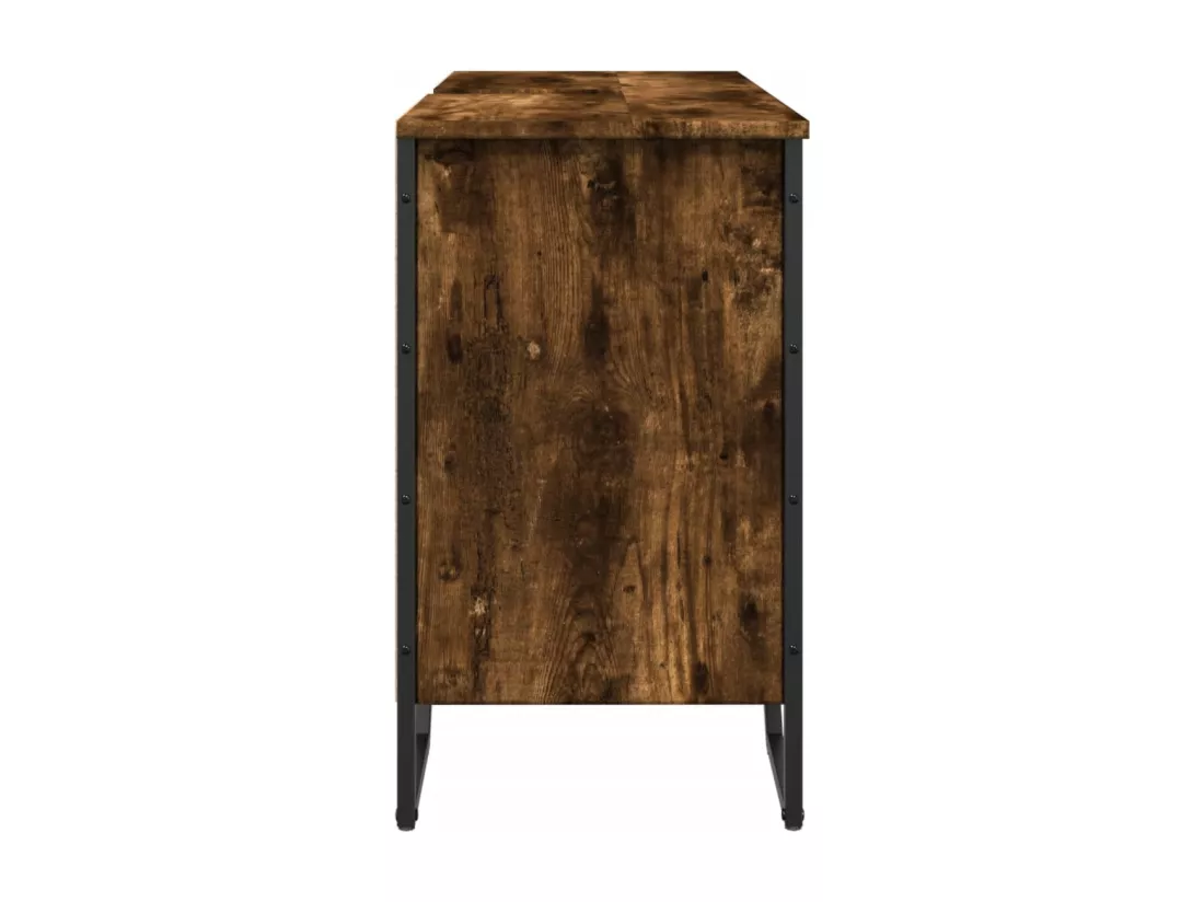 Armoire lavabo de salle de bain chêne fumé 91x35x60 cm