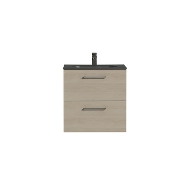 Tiger badkamermeubel Studio 60cm naturel eik/matzwart met ronde RVS greep