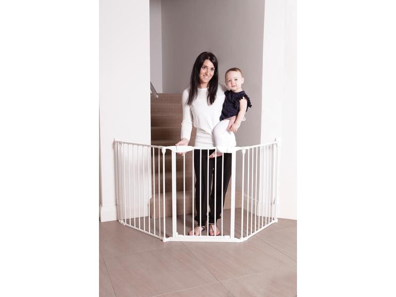 DREAMBABY Absperrgitter Newport Weiss 85.5 cm - 200 cm Barriere/Schutzgitter zum Anschrauben