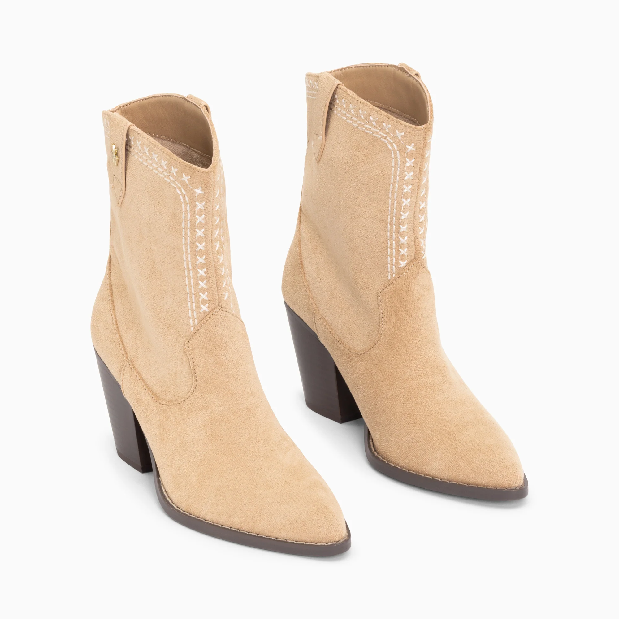 Bottines-Bottines santiags Danae montantes beiges à broderies