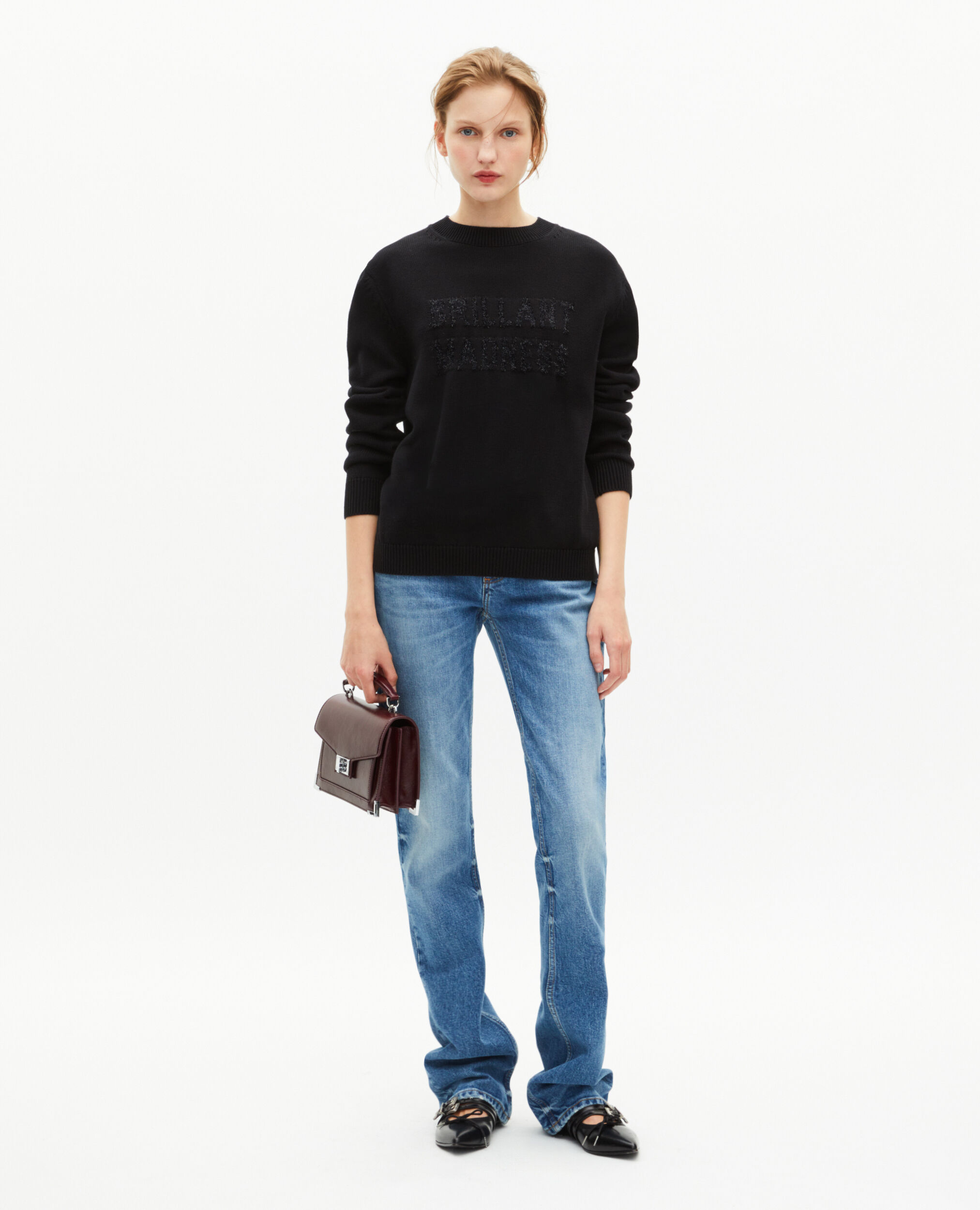 Pull avec jaquard lurex noir