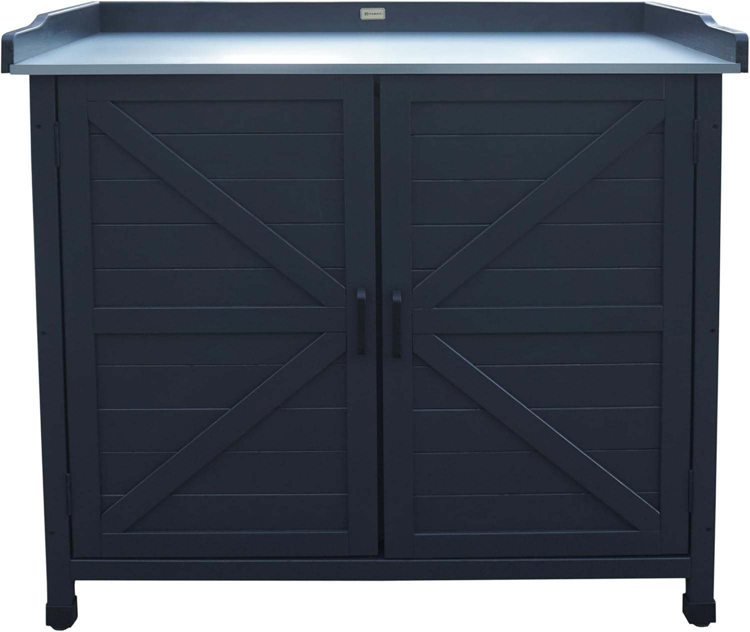 HABAU Gartenschrank mit Arbeitsplatte aus FSC-Massivholz – anthrazit, wetterfest & styroporfrei verpackt - Outdoor Schrank für Balkon, Garten und Terrasse (Roger)