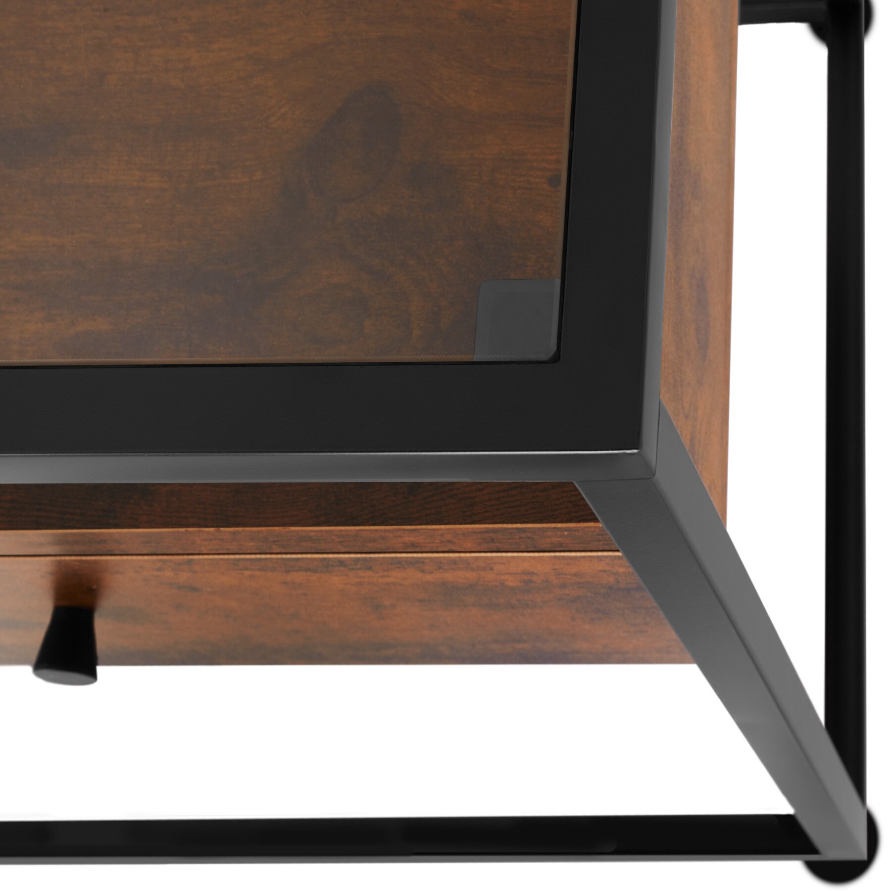 tectake® Konsolentisch, Industrial Style, Platte aus Sicherheitsglas, 2 große Schubladen, 101,5 x 41,5 x 80,5 cm