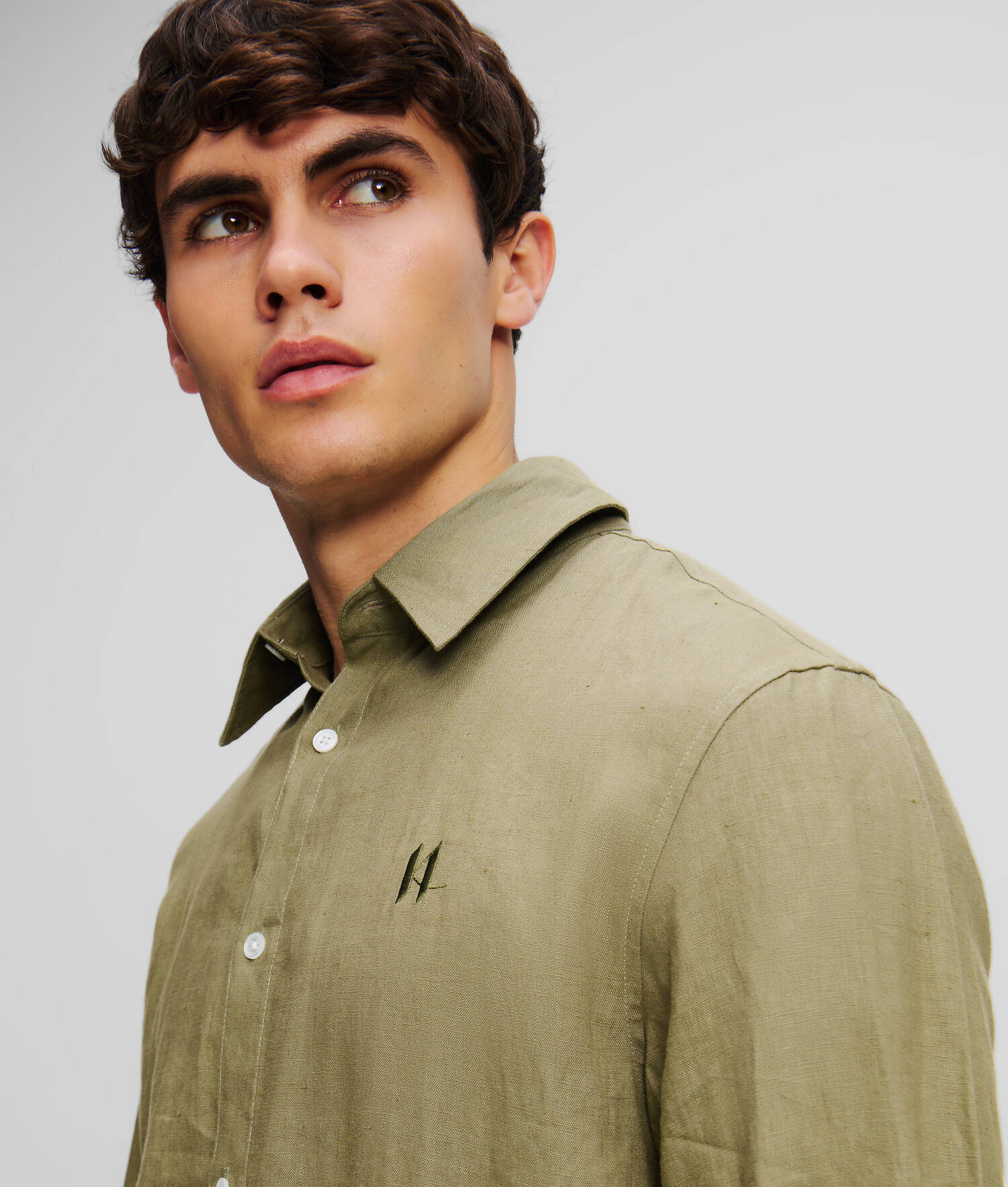 CHEMISE EN LIN KL MONOGRAM - Vert foncé