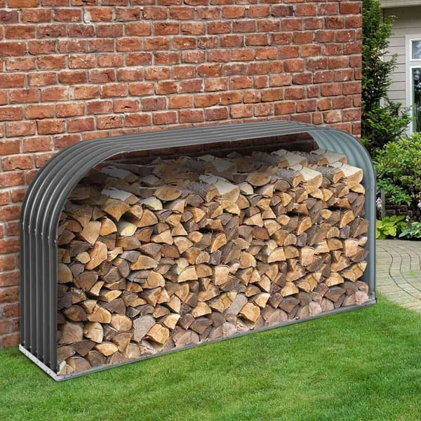 Vedstativ Vedoppbevaring Vedskjul Vedstativ 0,85 M³ Stålgrå 208 X 46 X 112 Cm