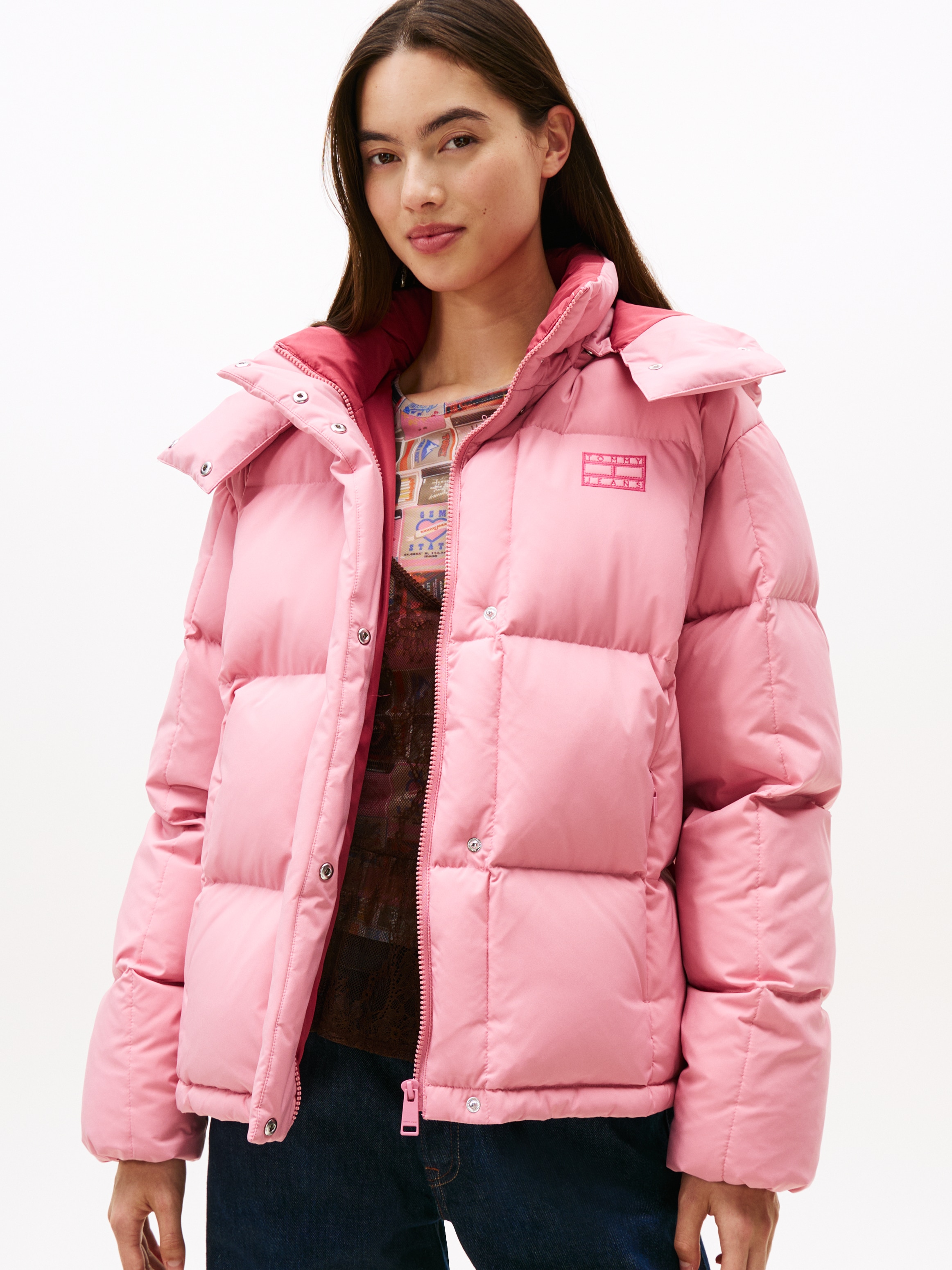 Tommy Jeans Steppjacke »TJW ALASKA GRID DOWN JACKET EXT« mit Kapuze