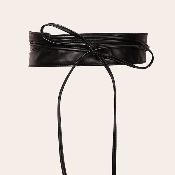 Stilig PU-skinn Obi-belte, 360 cm omslagsbelte for kvinner