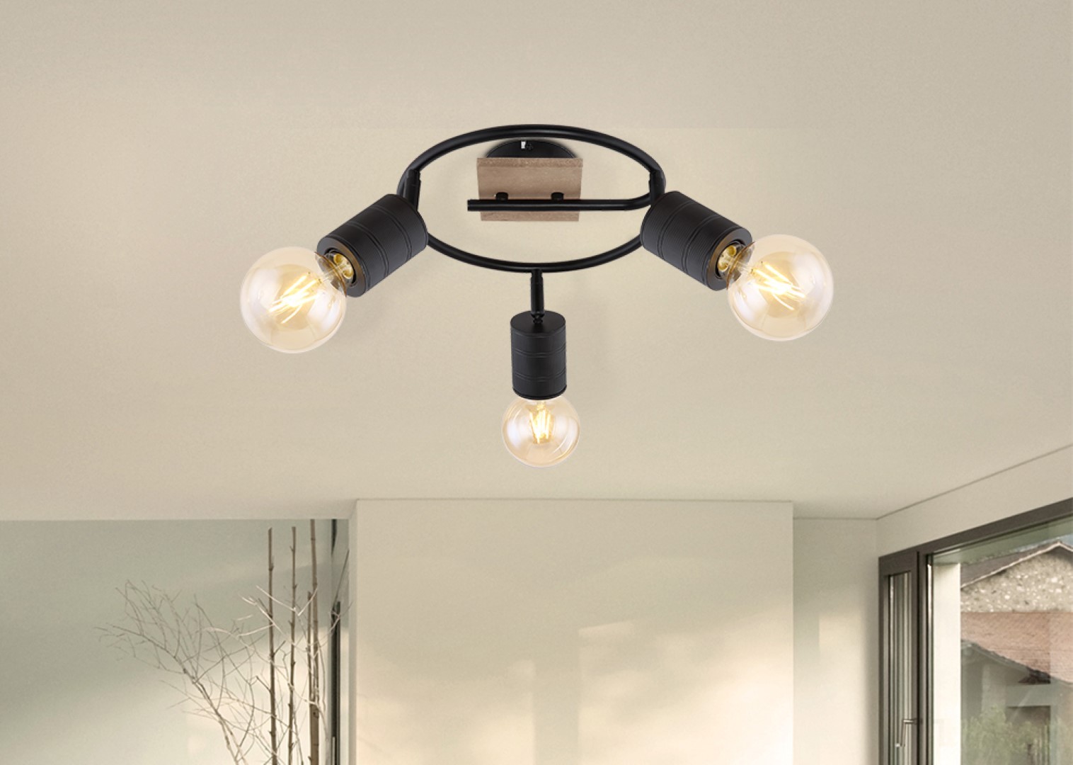 Deckenstrahler - schwarz matt - dunkelbraun - 29 cm Ø